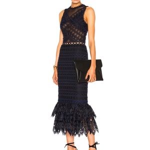 Jonathan Simkhai Lattice Trumpet Navy Dress Size 2